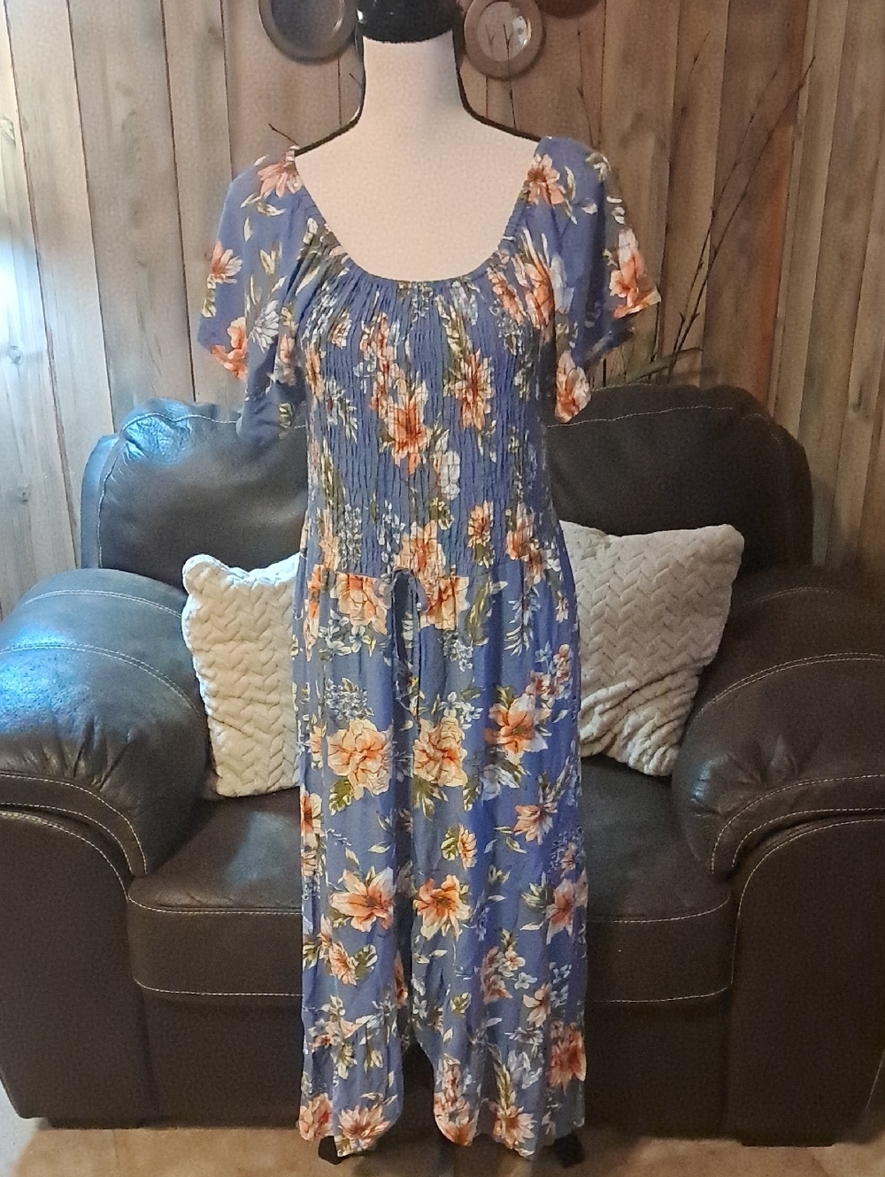 Kindred Women's Floral High Low Milkmaid Maxi Dress Summer Tropical Vacay Resort